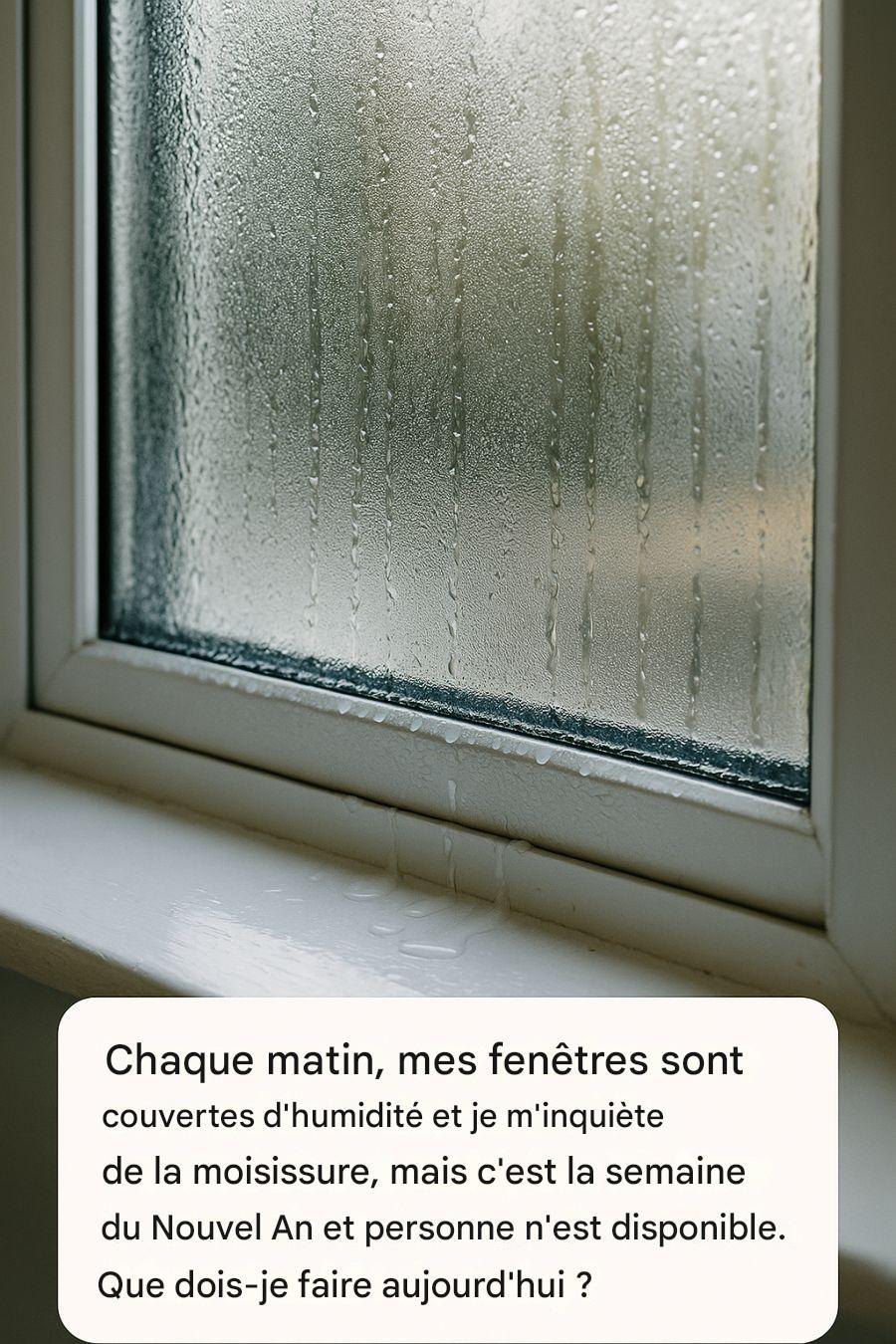 Chaque matin, mes fenêtres sont couvertes d’humidité et je m’inquiète de la moisissure, mais c’est la semaine du Nouvel An et personne n’est disponible. Que dois-je faire aujourd’hui ?