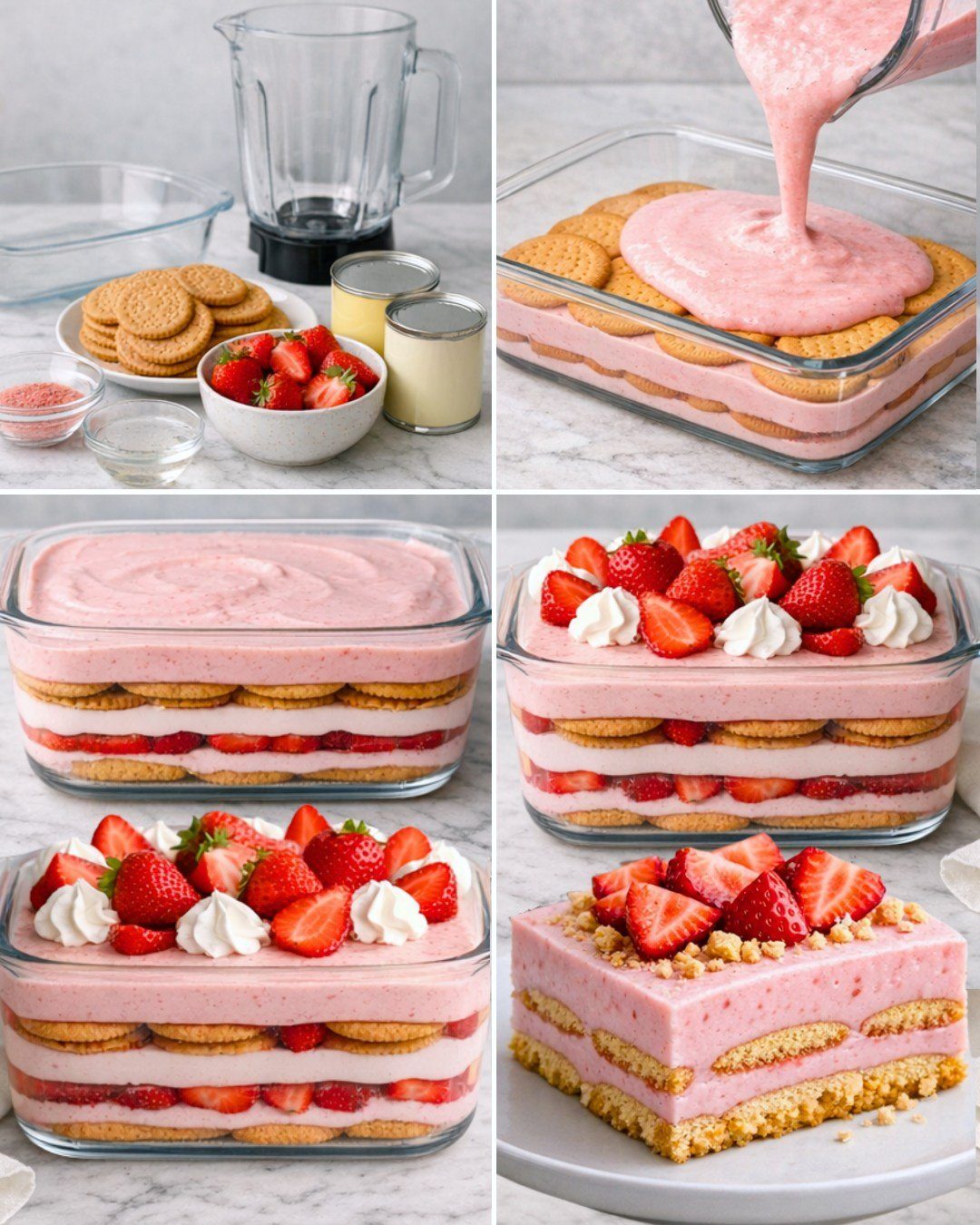 Charlotte crémeuse aux fraises, tellement facile !