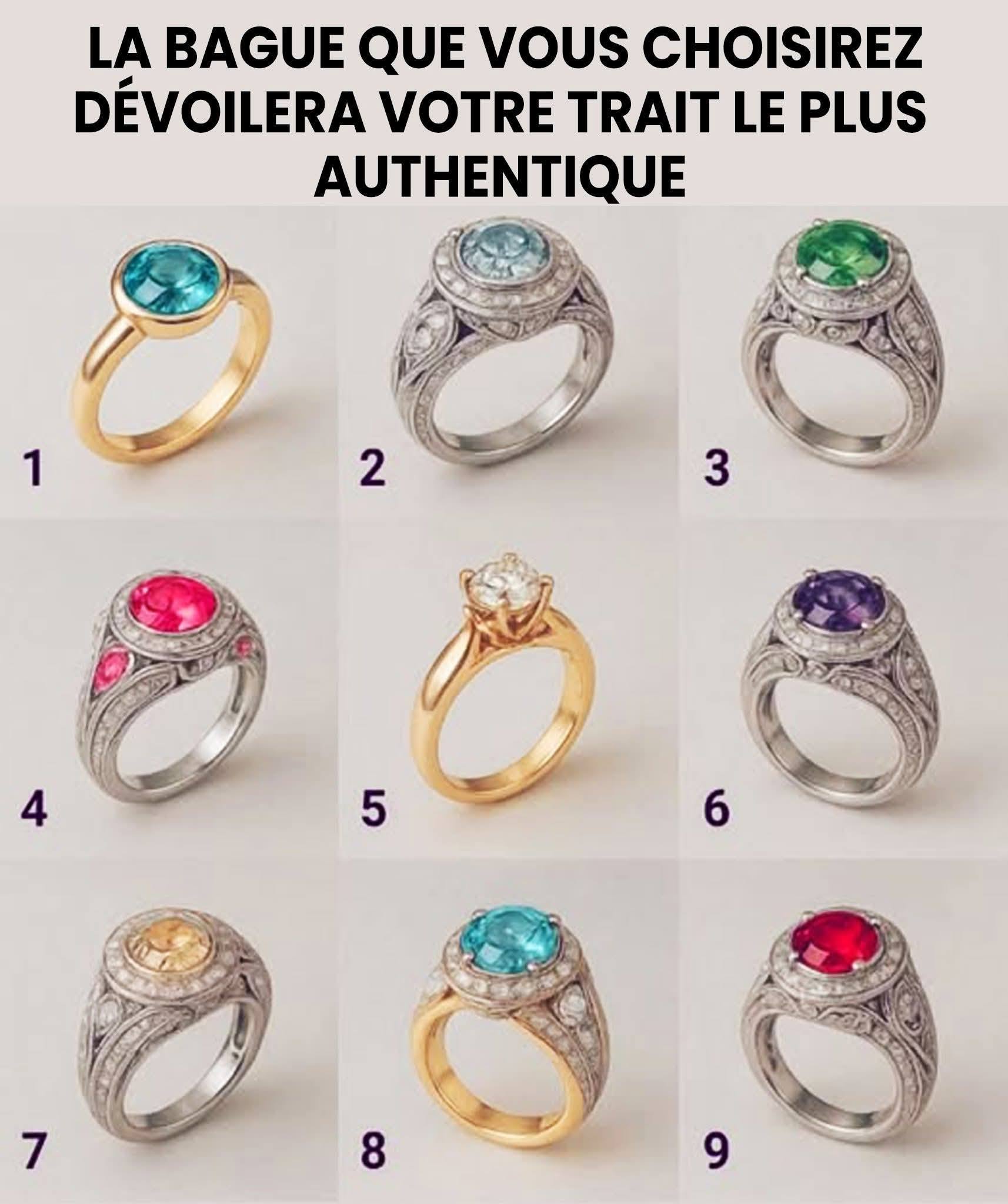 La bague que vous choisirez révélera votre trait le plus authentique…… En voir plus