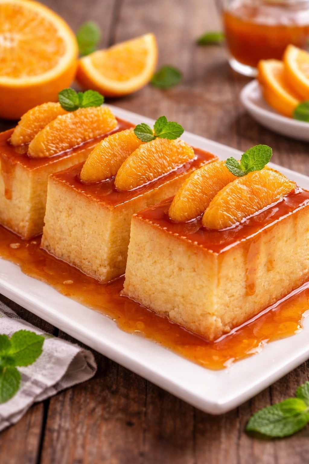 Flan au jus d’orange.