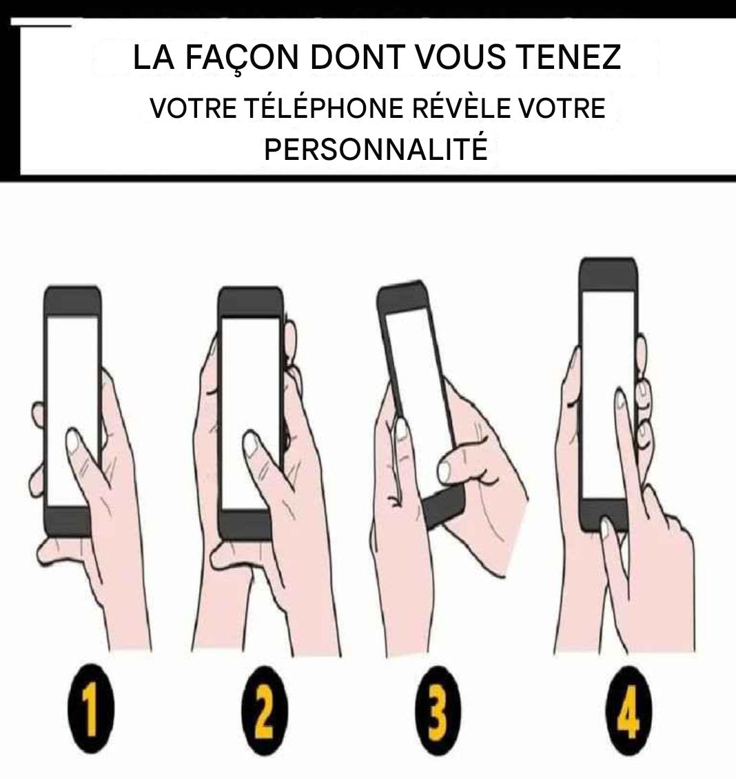 Test de personnalité : Votre façon de tenir votre téléphone révèle des traits cachés de votre personnalité. Test de personnalité basé sur votre style de prise en main du téléphone : Votre façon de tenir votre téléphone en dit long sur votre personnalité. Le tenez-vous à deux mains, les deux pouces ? Avec un seul pouce ? Avec une main et l’index de l’autre ?