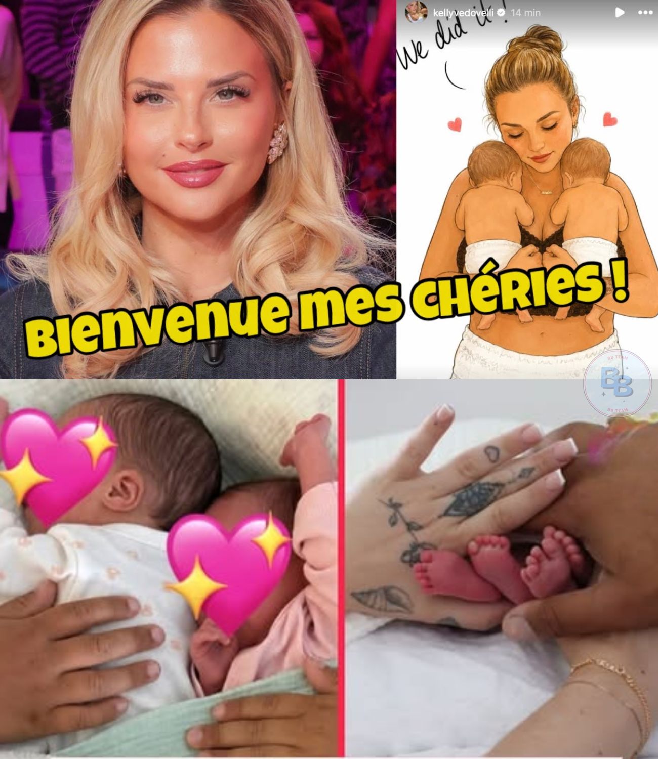 Kelly Vedovelli maman : elle accouche de jumelles et dévoile leurs magnifiques prénoms !