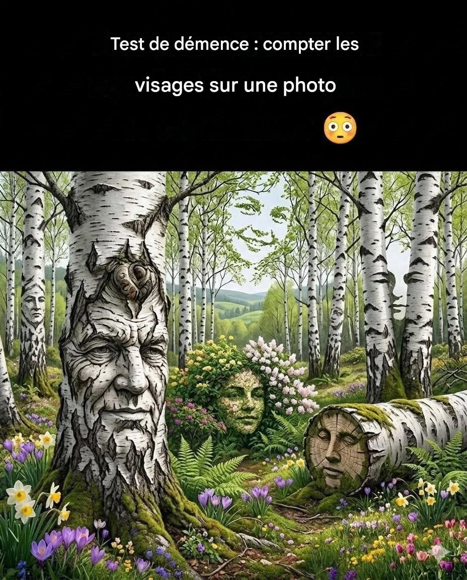 Test de démence : Comptez les visages sur l’image – Combien en voyez-vous dans la forêt ?