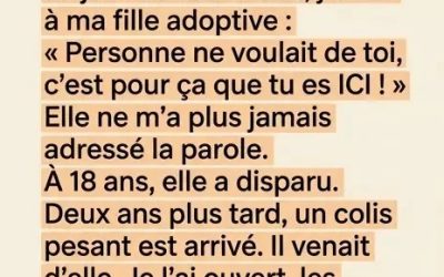 Ma fille adoptive a disparu sans laisser de traces deux ans plus tard un colis qu’elle m’a envoyé a révélé le secret caché de mon mari