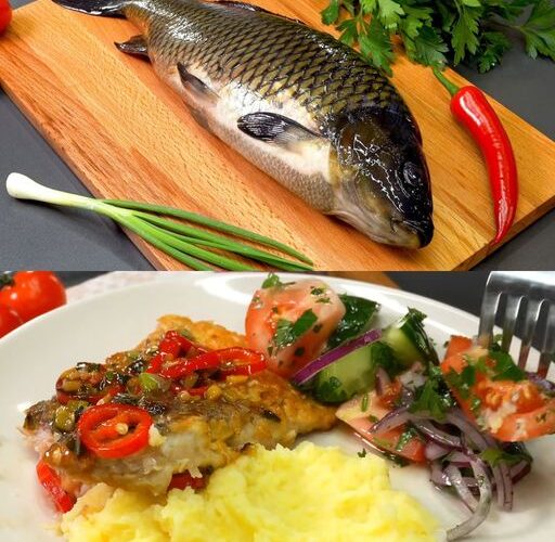 Carpe avec purée de pommes de terre et salade fraîche : un repas délicieux et complet