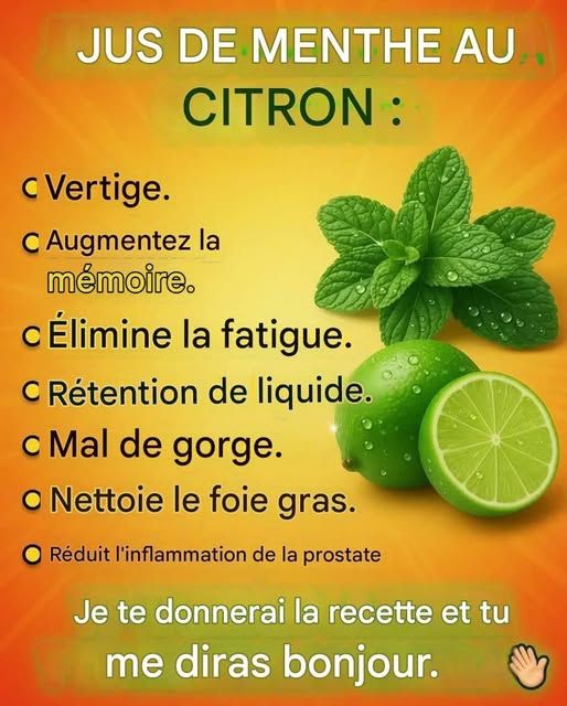 Jus de menthe au citron…voir plus