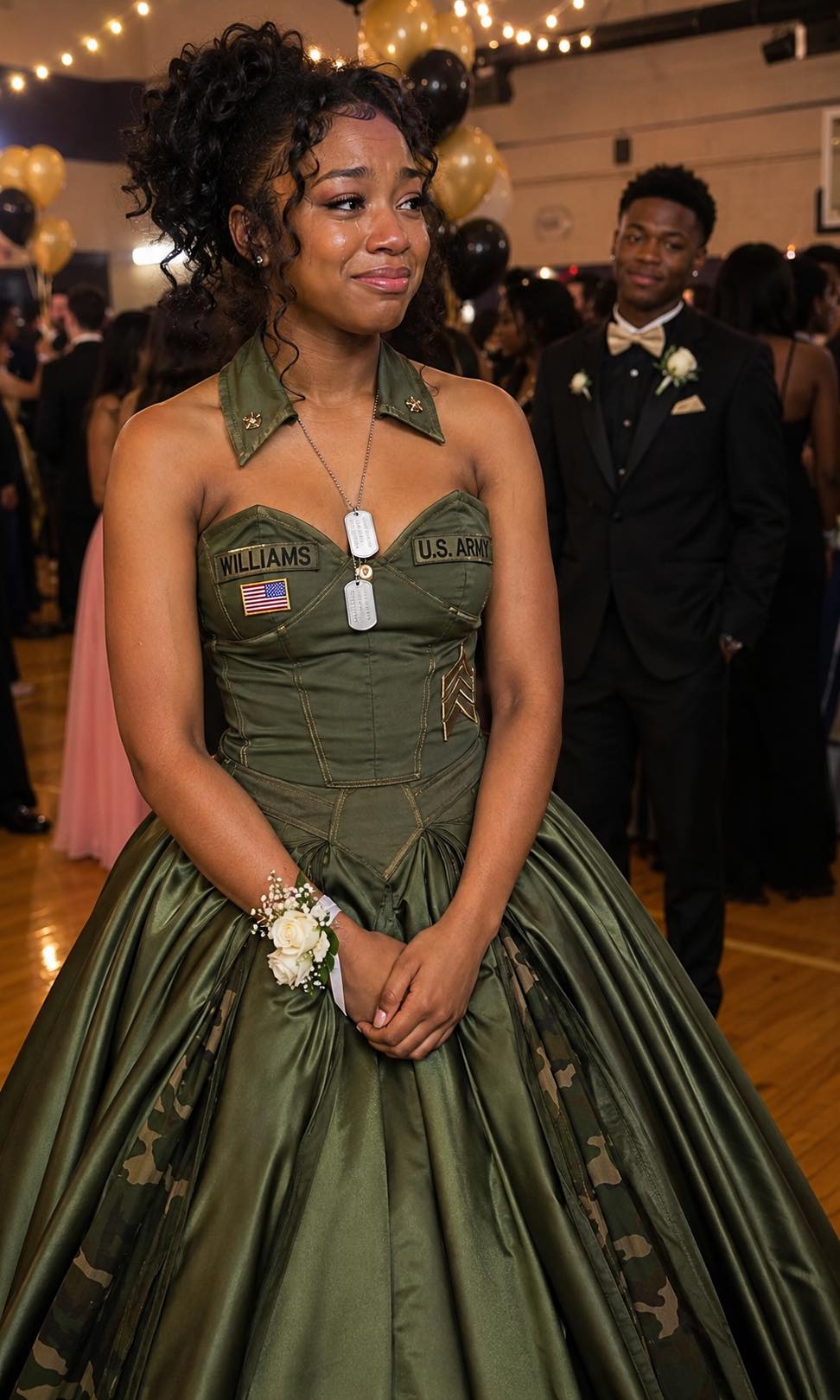 J’ai confectionné ma robe de bal à partir de l’uniforme militaire de mon père en son honneur – ma belle-mère s’est moquée de moi jusqu’à ce qu’un officier militaire frappe à la porte et lui remette un mot qui l’a fait pâlir.