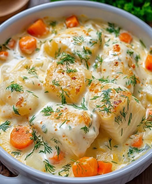 Cassolette de Poisson à la Crème et Pommes de Terre Fondantes