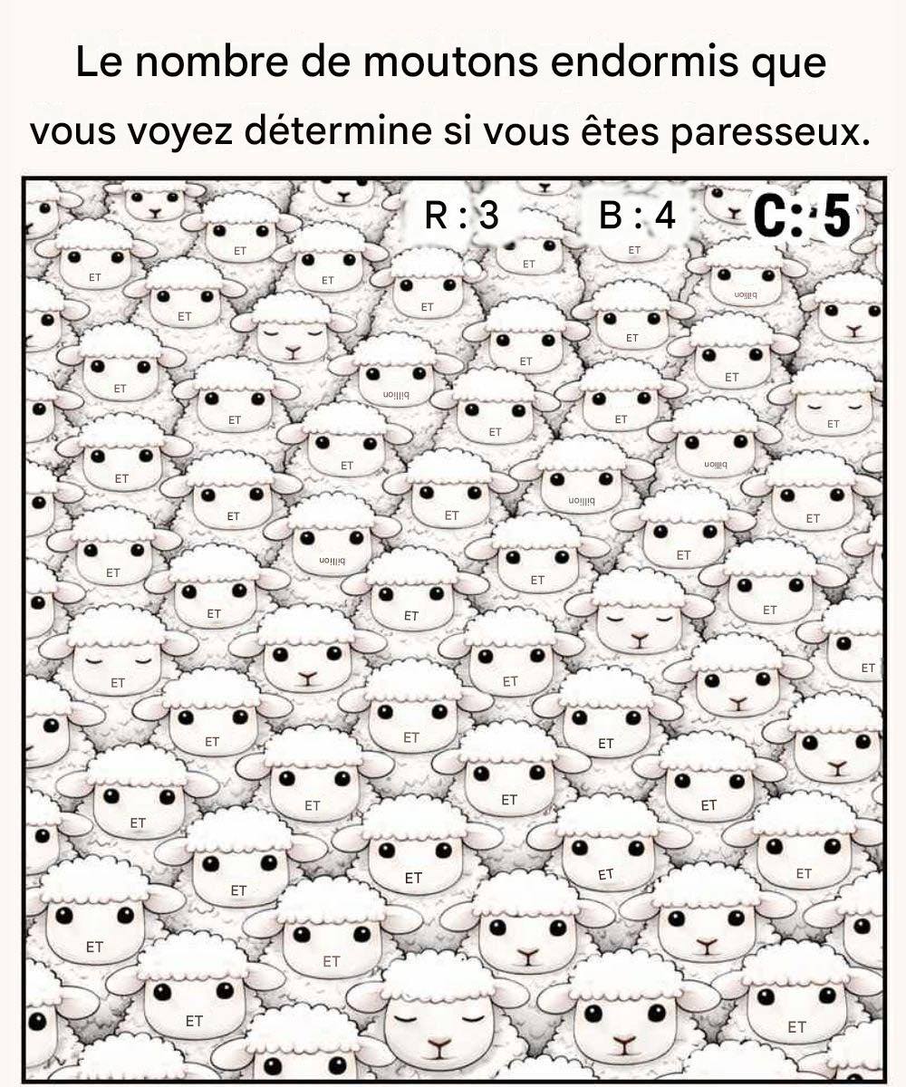 Le nombre de moutons endormis que vous voyez détermine si vous êtes paresseux.