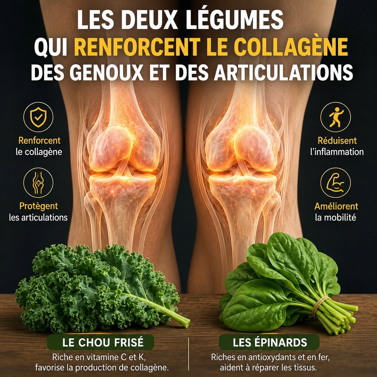 Découvrez les DEUX LÉGUMES qui renforcent le COLLAGÈNE des genoux et des articulations… Intégrez ces super-aliments dans votre alimentation quotidienne pour prendre soin de vos articulations… voir plus Regardez comment renforcer le collagène de vos genoux et articulations ici… voir plus