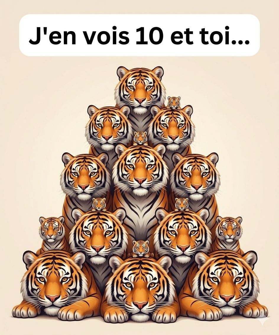 Combien de tigres se cachent vraiment sur cette image ? La réponse va vous surprendre ! voir le lien au premier commentaire 👇