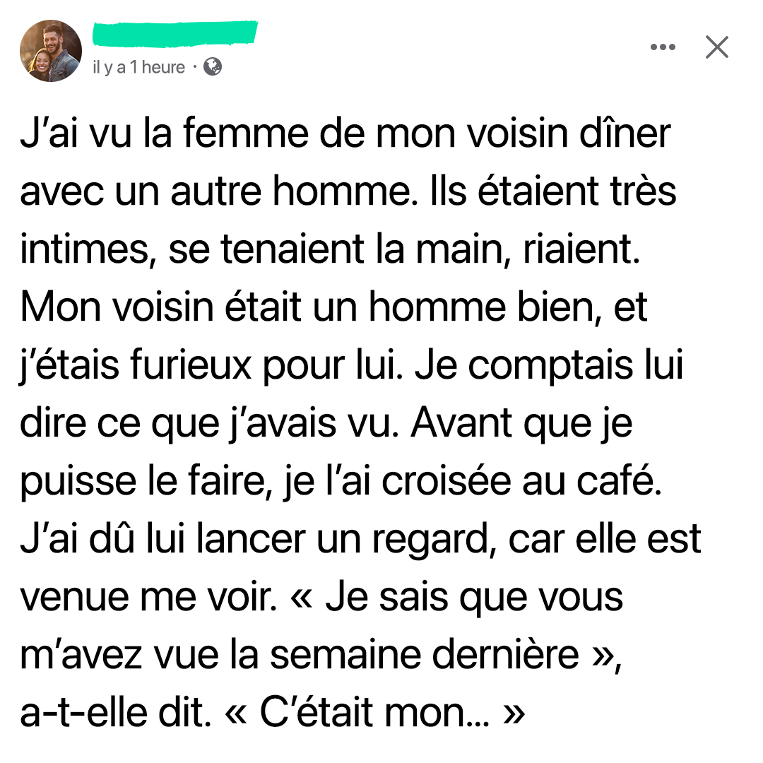 J’étais prêt à dénoncer la femme de mon voisin pour infidélité, puis elle m’a révélé une vérité qui m’a brisé le cœur