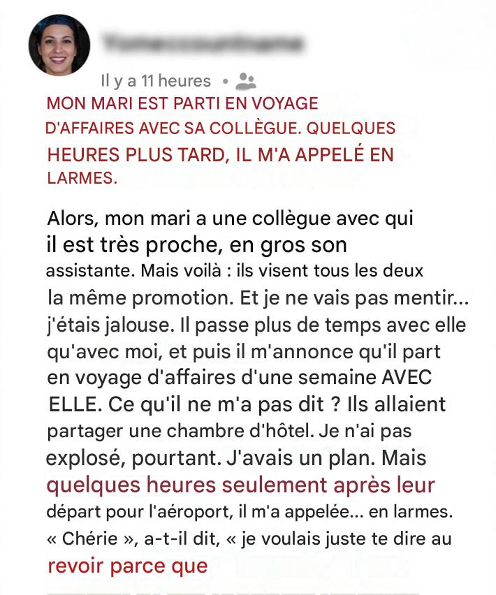 « Votre mari n’est pas à la conférence. » – Cet appel anonyme glaçant que j’ai reçu seulement deux heures après son départ pour un « voyage d’affaires » a changé ma vie à jamais.