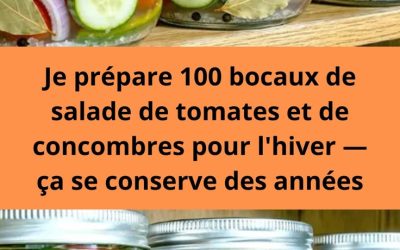 Je prépare 100 bocaux de salade de tomates et de concombres pour l’hiver — ça se conserve des années