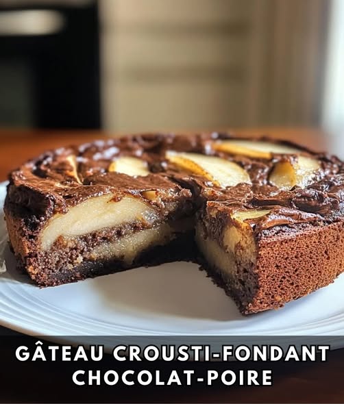 Gâteau crousti-fondant chocolat-poire