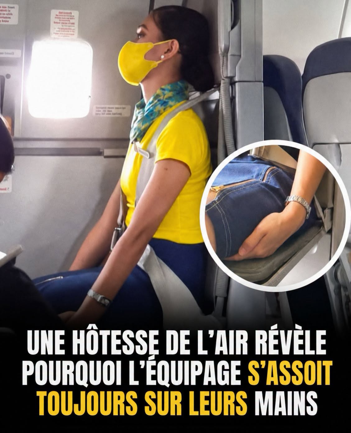 Pourquoi les hôtesses de l’air mettent-elles leurs mains sous leurs cuisses pendant le décollage ? La vraie explication