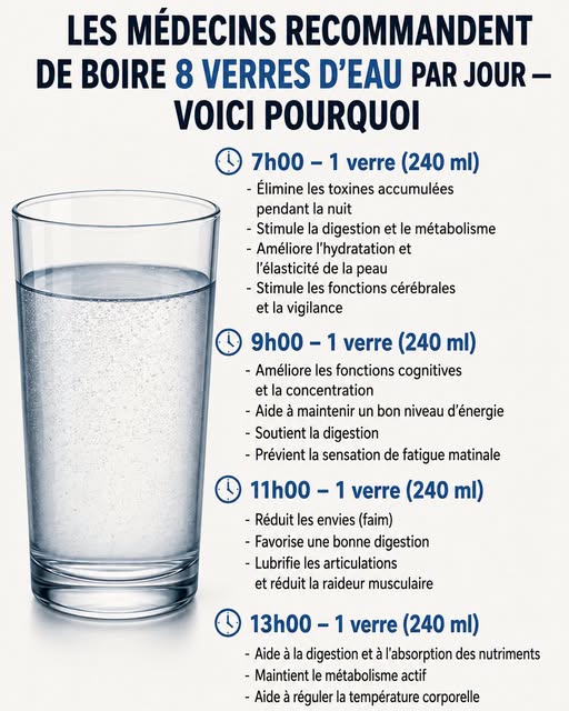 8 verres d’eau par jour : pourquoi c’est magique et à quelles heures les boire