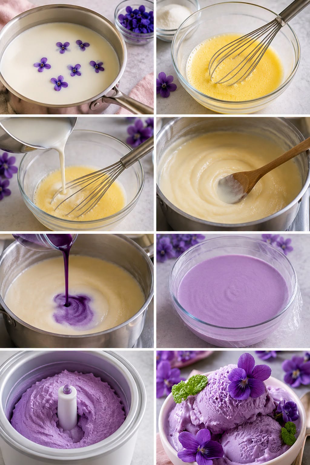 Crème Glacée à la Violette Maison : une glace délicate et parfumée