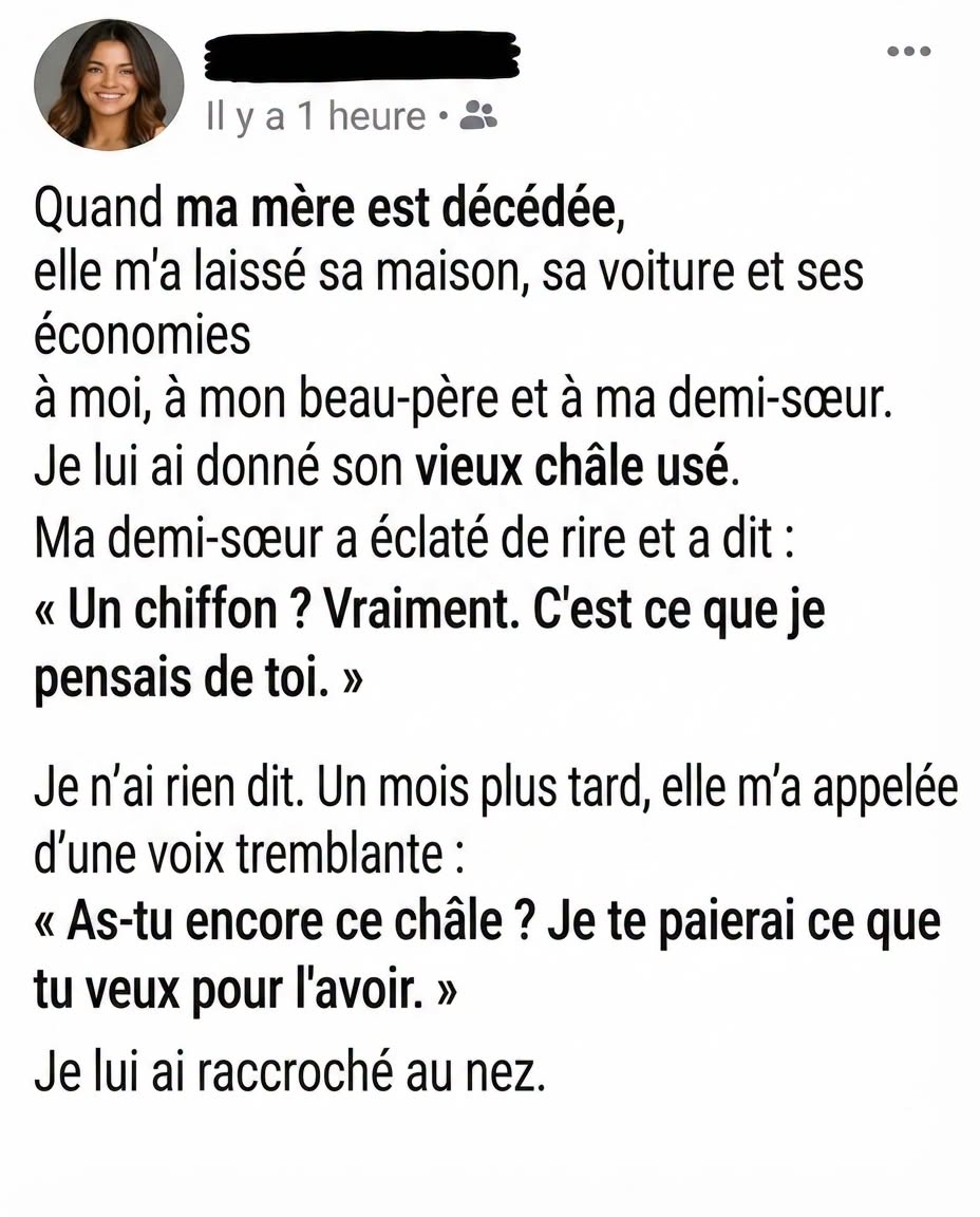 Elle hérite d’un vieux châle au lieu d’une maison ou d’argent : la signification cachée va vous toucher droit au cœur