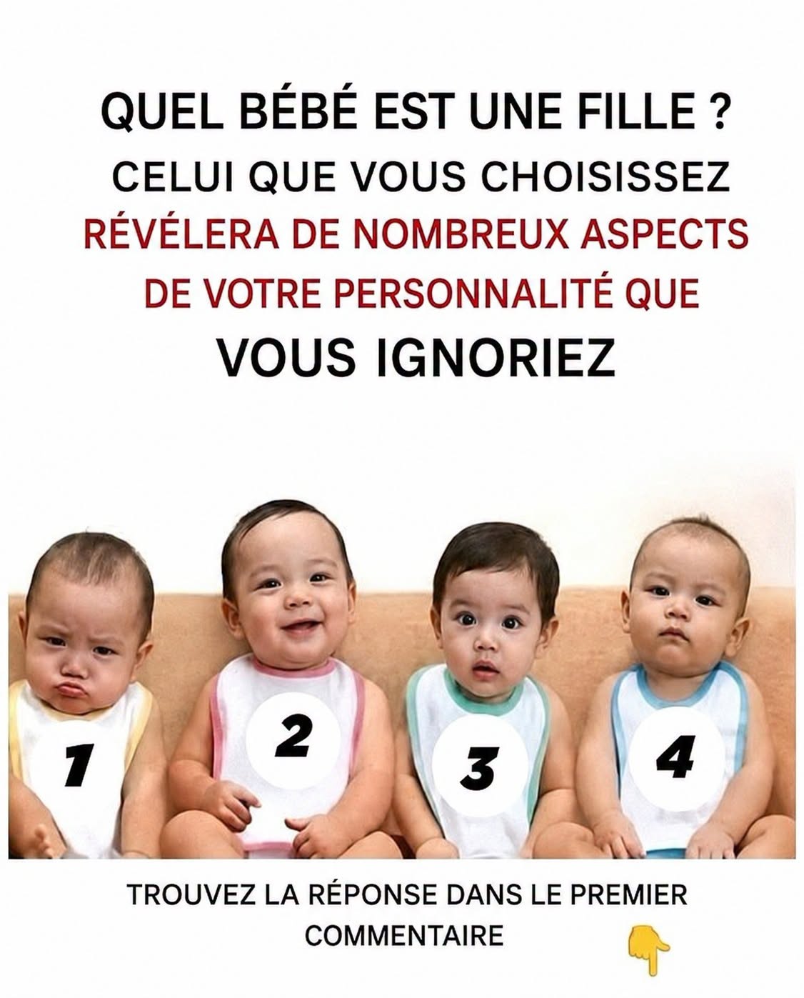 Test psychologique viral : parmi ces 4 bébés, lequel est une fille ? Ce que votre réponse révèle sur vous