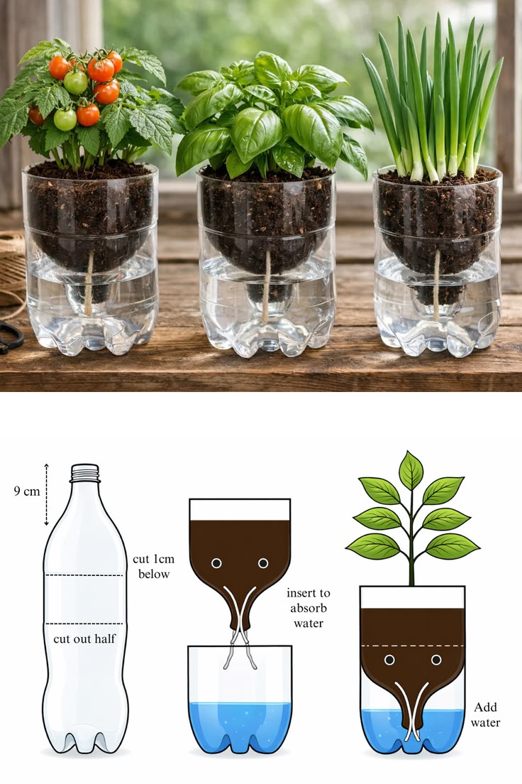 Jardinage facile avec des bouteilles en plastique recyclées