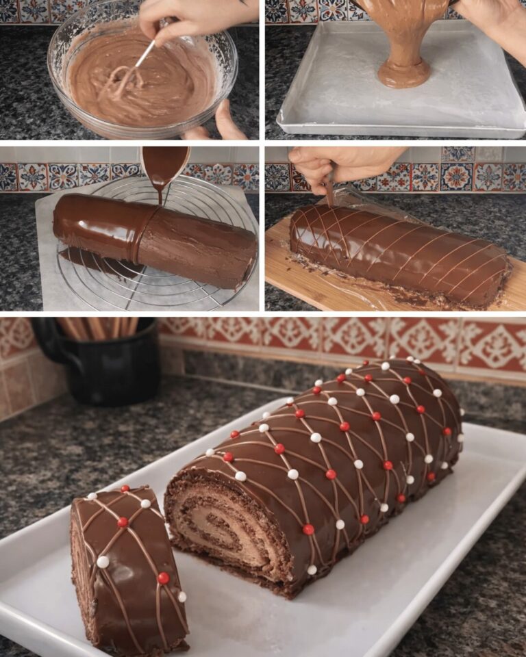 Bûche roulée au chocolat et praliné – Recette professionnelle