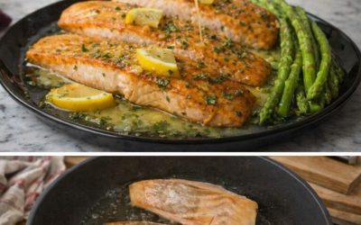 Saumon au beurre à l’ail et citron