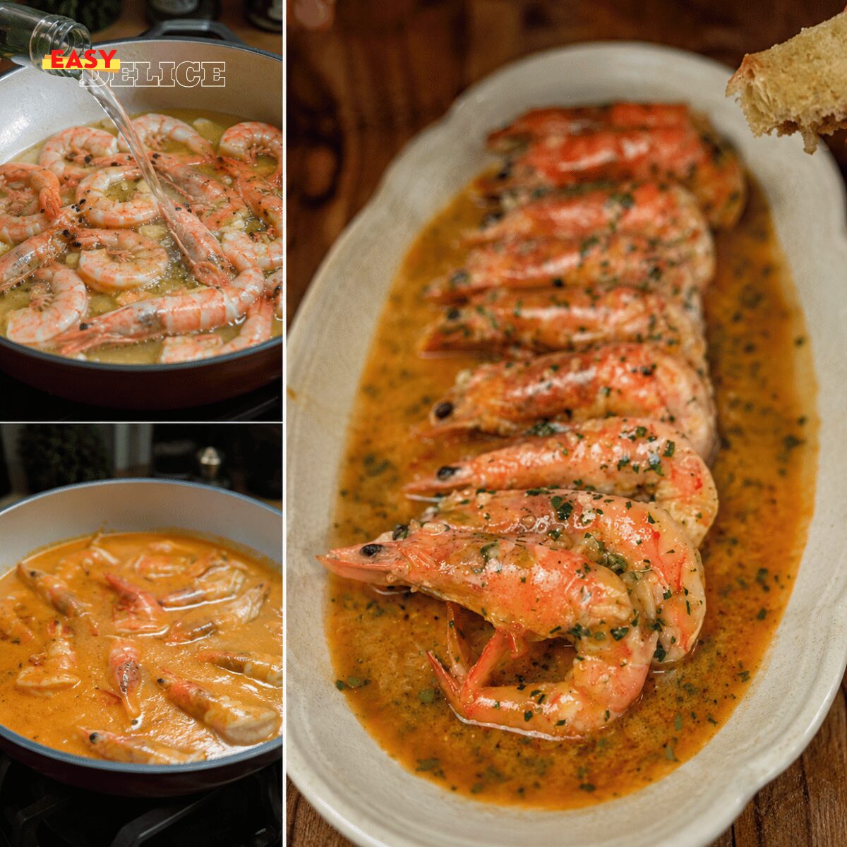 Crevettes à l’Ail, Vin Blanc & Sauce Crémeuse : La Traditionnelle