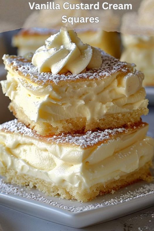 Carrés à la crème pâtissière à la vanille – Un délice dessert intemporel