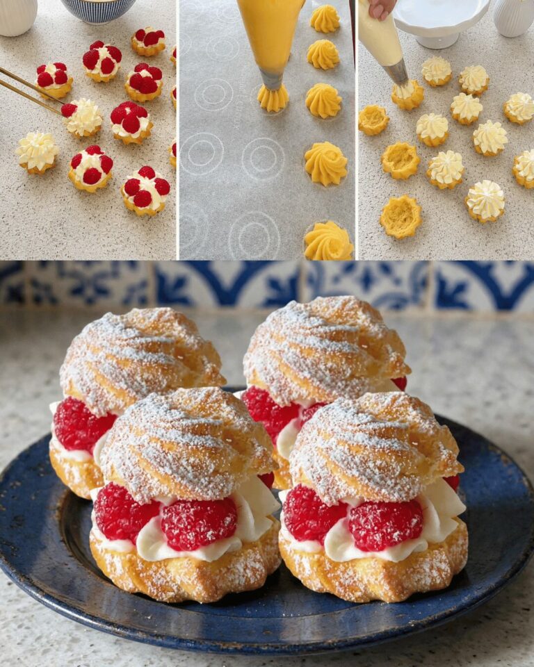 Choux Craquelin aux Framboises & Crème Diplomate : Recette Pâtissier