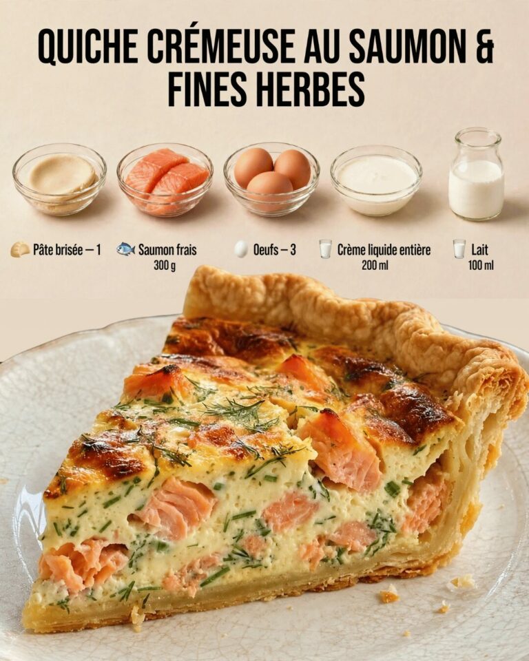 Quiche Crémeuse au Saumon & Fines Herbes — Fondante, Raffinée & Facile à Réussir !