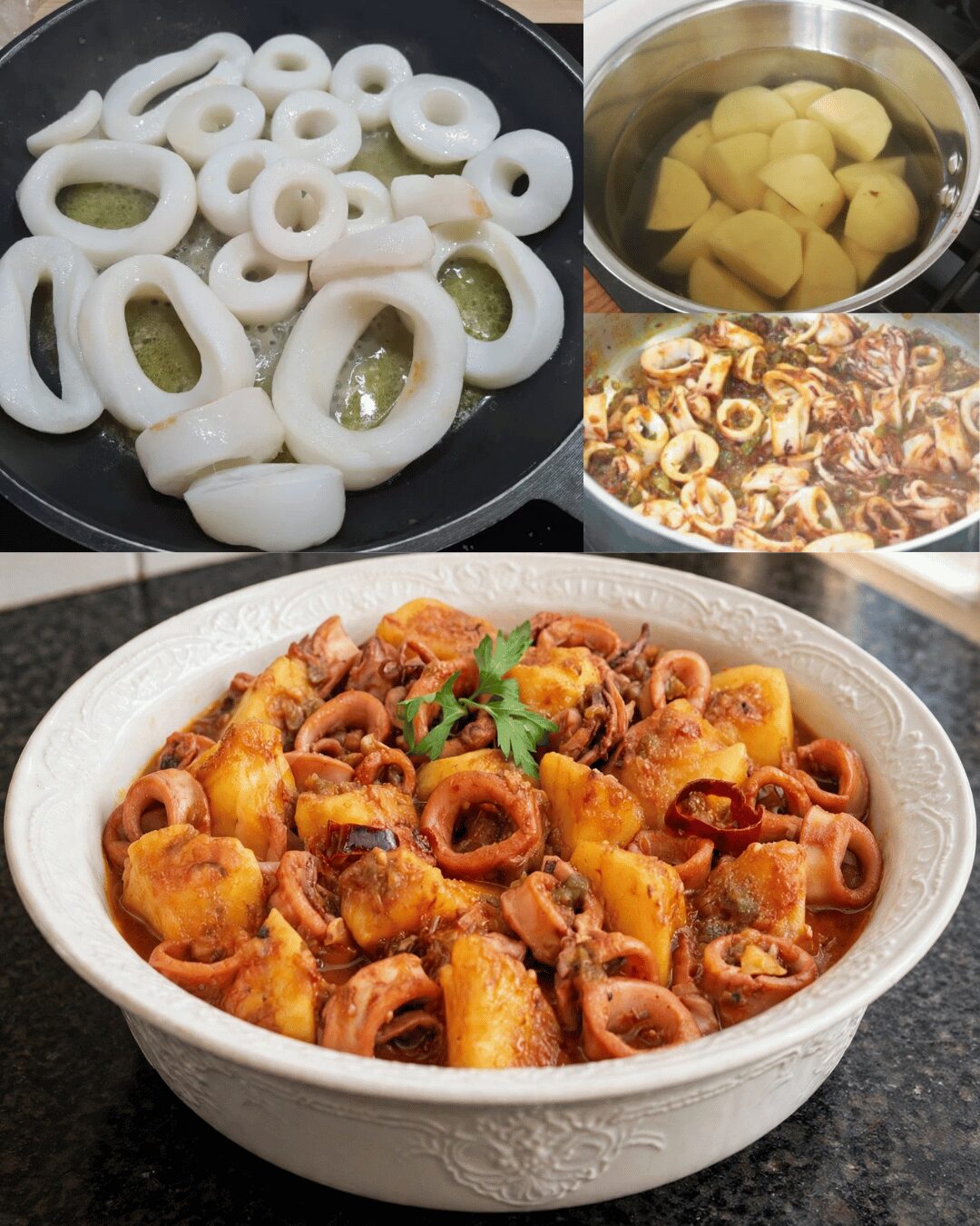 Calamars Mijotés aux Pommes de Terre — Un Ragoût Fondant & Savoureux !