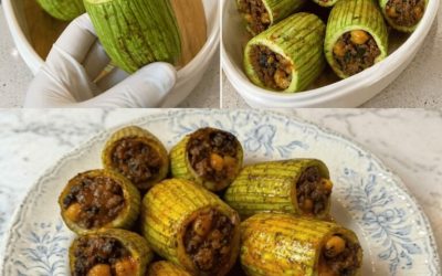 Courgettes Farcies à la Viande et Pois Chiches, Sauce Tomate Épicée