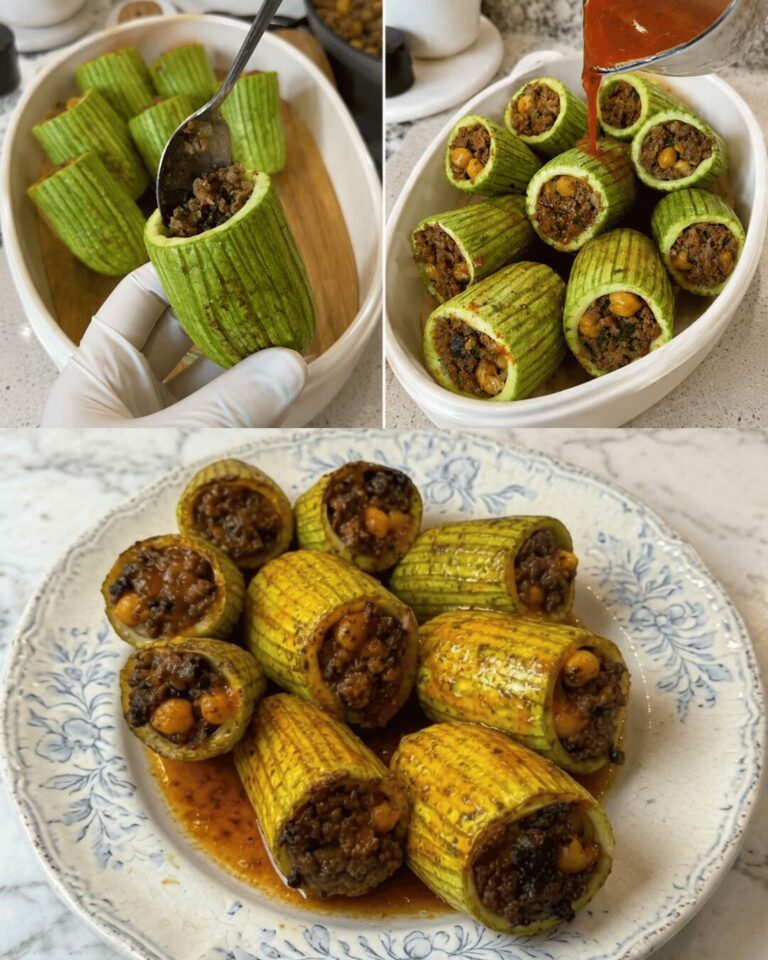 Courgettes Farcies à la Viande et Pois Chiches, Sauce Tomate Épicée