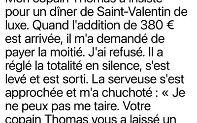 Après 7 ans ensemble, il a voulu « tester » son amour un soir de Saint-Valentin — l’addition partagée a tout brisé