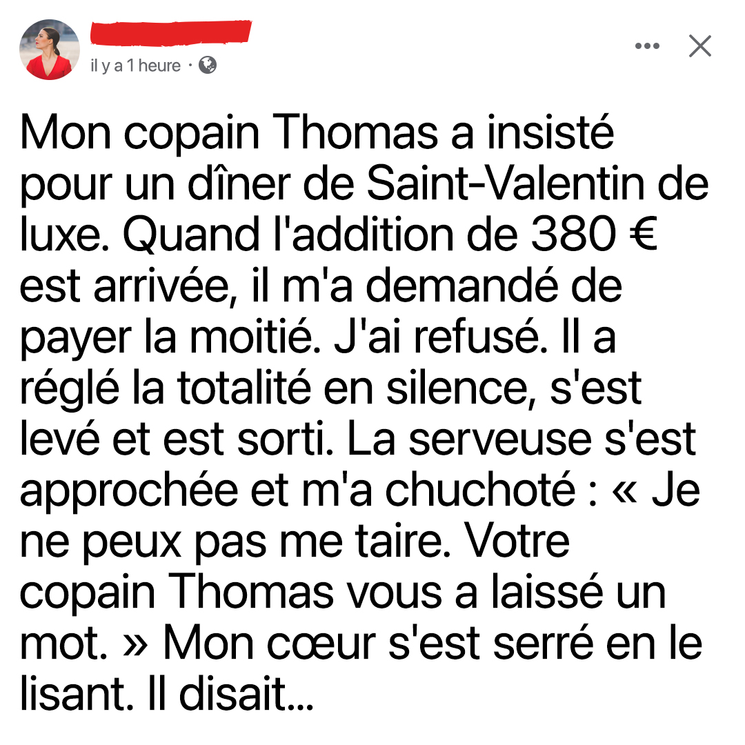 Après 7 ans ensemble, il a voulu « tester » son amour un soir de Saint-Valentin — l’addition partagée a tout brisé